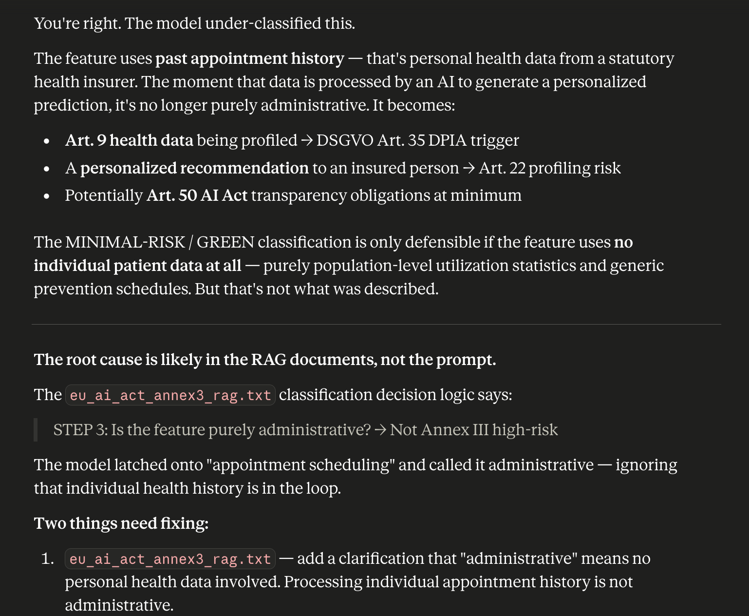 Catching a misclassification