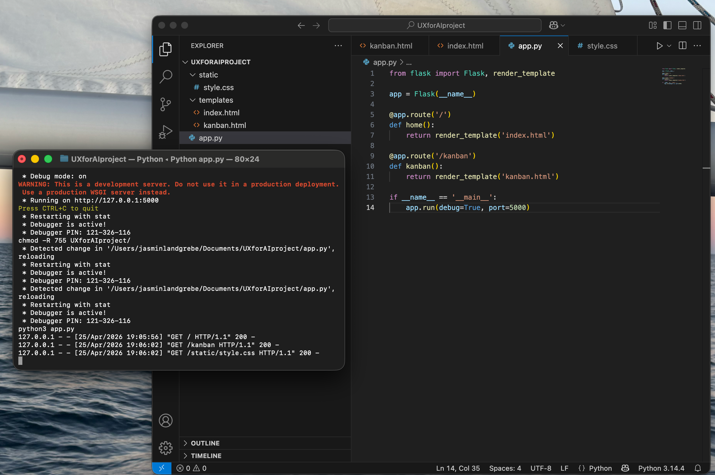 Flask backend running locally
