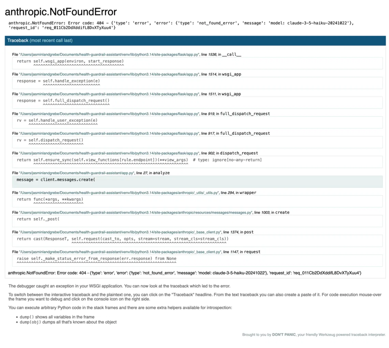 Debugging the Haiku model issue